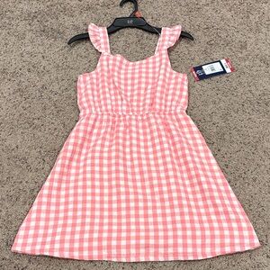 GAP Pink and White Gingham Sundress with Ruffle Straps